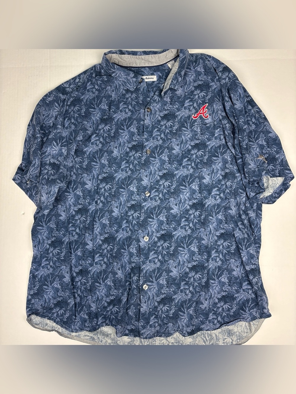 Tommy Bahama x Atlanta Braves Men XXXL Shirt Silk Button Up Tropical Embroidered